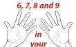 Tablas de multiplicación de 6, 7, 8 manos de las fr y 9