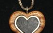 Pendentif coeur en bois avec incrusté argent