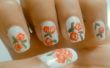 Nail Art tutoriel-rouge fleurs sur base blanche