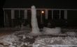 Mât totémique du bonhomme de neige 8 pieds w / fort chien et la neige