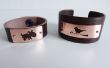 Bracelet avec plaque de cuivre en bois ou en cuir