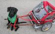 Chariot de traction bricolage chien faite d’une remorque de vélo pliant. 
