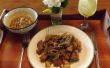 PORC de sésame avec chou-fleur, champignons SHIITAKE & pois mange-tout gousses dans un GLUTEN-libre, la SAUCE SOYA, de TERIYAKI