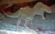 Création d’un dinosaure féroce, sculpture en verre