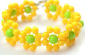 Conception de bijoux de printemps-comment faire un Bracelet de perles fleur jaune