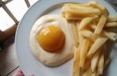 Faux oeuf et Fries Français : Pêche, yaourt et pomme
