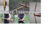 Bâton de Trekking de survie + couteau + lance + archet + canne à pêche & compas