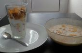 Corn flakes aux champignons, soupe et yaourt fruité :