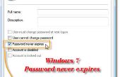 Supprimer la Notification d’Expiration de Windows 7 mot de passe