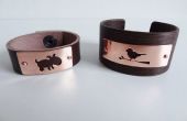 Bracelet avec plaque de cuivre en bois ou en cuir