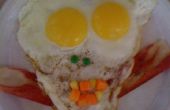Effrayant crâne œufs et Bacon (style végétarien) petit-déjeuner