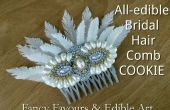 Cookie de peigne cheveux Bridal comestibles - avec 2 Types différents de plumes comestibles