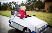 Littlest Marty McFly et sa voiture Delorean de pousser