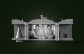 Ornement de la maison blanche (avec la lumière vers le haut de portrait de la famille Obama & éléments interactifs)