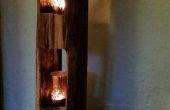 Sculpture lumineuse en bois rustique